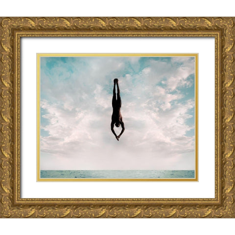 Cliff Diver Gold Ornate Wood Framed Art Print with Double Matting by Souders, Paul