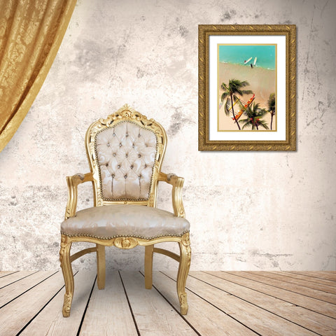 Waikiki Beach Gold Ornate Wood Framed Art Print with Double Matting by Peebles, Douglas