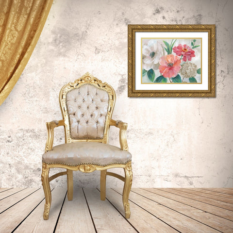 Color Pop Bouquet Gold Ornate Wood Framed Art Print with Double Matting by Nan