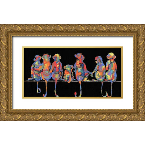 Fun Monkeys Gold Ornate Wood Framed Art Print with Double Matting by Brooks, Donna