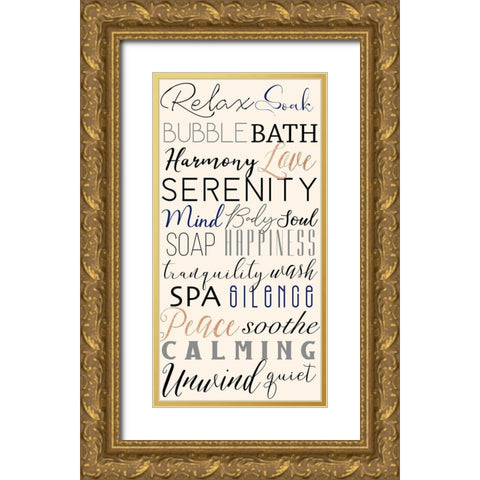 Bath Expressions Gold Ornate Wood Framed Art Print with Double Matting by CAD Designs