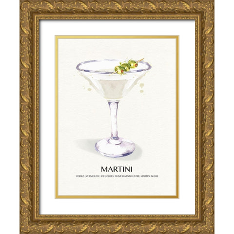 Martini Gold Ornate Wood Framed Art Print with Double Matting by Jill, Susan