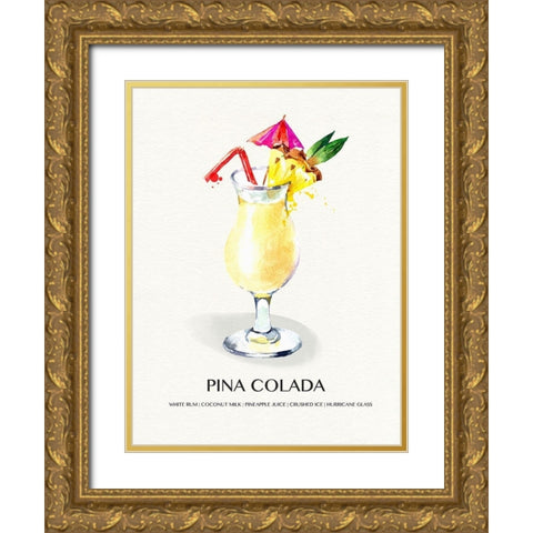 Pina Colada Gold Ornate Wood Framed Art Print with Double Matting by Jill, Susan