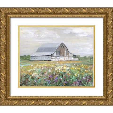 Country Fields Gold Ornate Wood Framed Art Print with Double Matting by Swatland, Sally