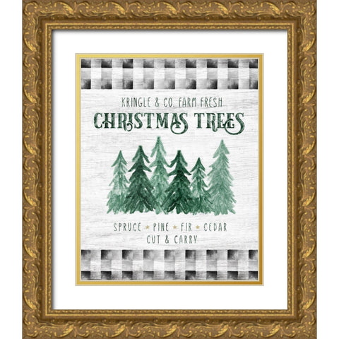 Kringle and Co. Trees Gold Ornate Wood Framed Art Print with Double Matting by Carpentieri, Natalie
