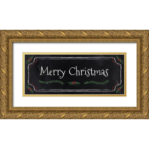 Merry Christmas Gold Ornate Wood Framed Art Print with Double Matting by Carpentieri, Natalie
