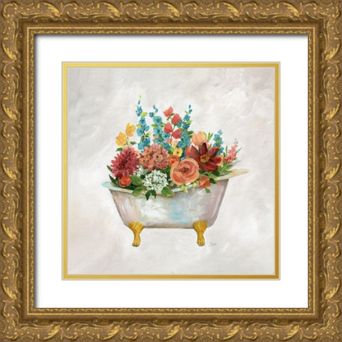 Tub Bouquet Gold Ornate Wood Framed Art Print with Double Matting by Nan