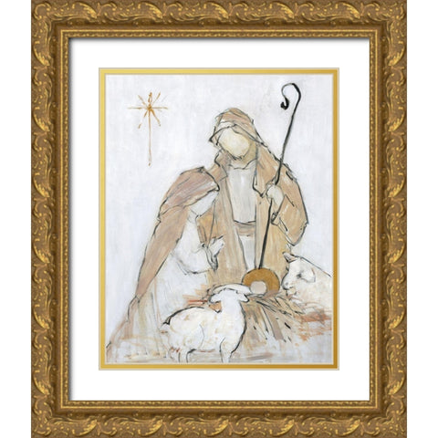 Holy Night Family Gold Ornate Wood Framed Art Print with Double Matting by Swatland, Sally