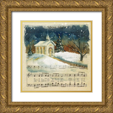 Silent Night Gold Ornate Wood Framed Art Print with Double Matting by Robinson, Carol