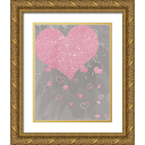 Sparkling Love Gold Ornate Wood Framed Art Print with Double Matting by Santiago, Daniela