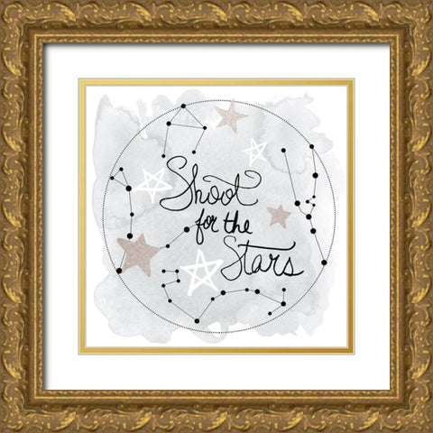 Shoot For the Stars Gold Ornate Wood Framed Art Print with Double Matting by Santiago, Daniela
