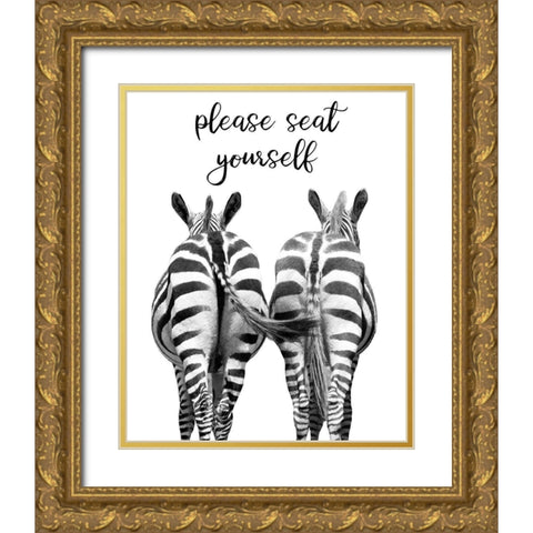 Zebra Bum Gold Ornate Wood Framed Art Print with Double Matting by Delimont, Danita
