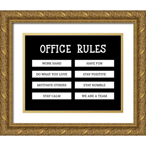 Office Rules Gold Ornate Wood Framed Art Print with Double Matting by CAD Designs