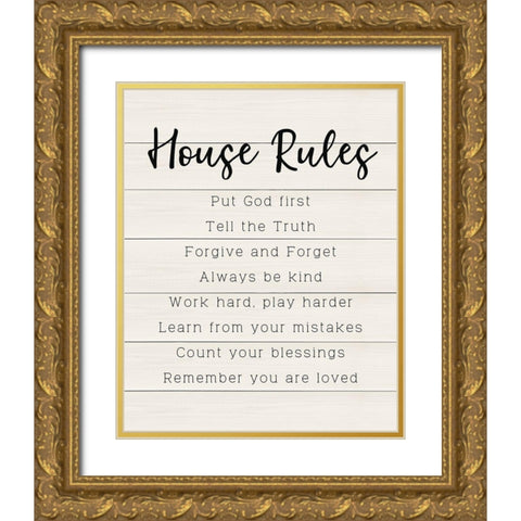 House Rules Gold Ornate Wood Framed Art Print with Double Matting by CAD Designs