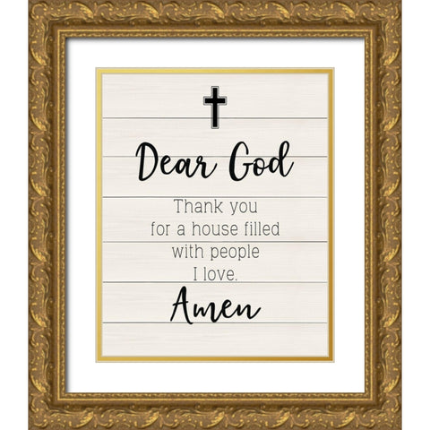 Dear God Gold Ornate Wood Framed Art Print with Double Matting by CAD Designs