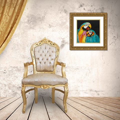 Playful Parrot Gold Ornate Wood Framed Art Print with Double Matting by Orme, E. Anthony