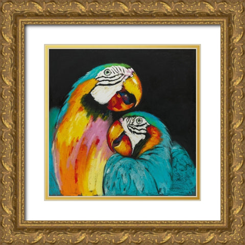 Playful Parrot Gold Ornate Wood Framed Art Print with Double Matting by Orme, E. Anthony