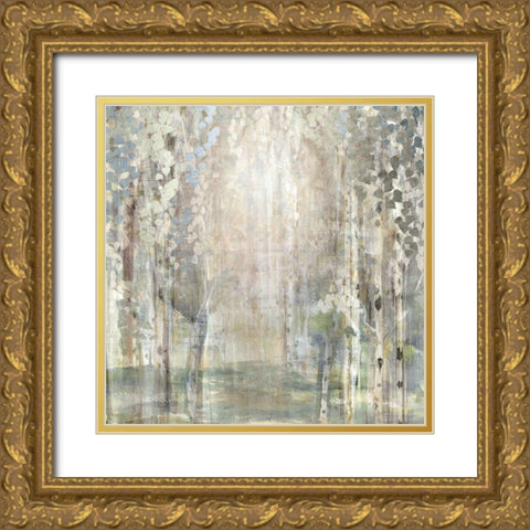 Birch Wood Clearing Gold Ornate Wood Framed Art Print with Double Matting by Jill, Susan