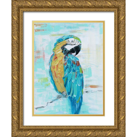 Island Parrot I Gold Ornate Wood Framed Art Print with Double Matting by Swatland, Sally