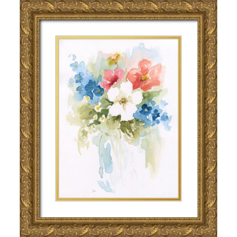 Spring Medley I Gold Ornate Wood Framed Art Print with Double Matting by Nan