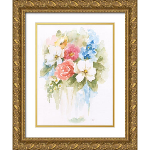 Spring Medley II Gold Ornate Wood Framed Art Print with Double Matting by Nan