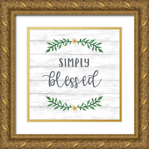 Simply Blessed Wreath Gold Ornate Wood Framed Art Print with Double Matting by Knutsen, Conrad