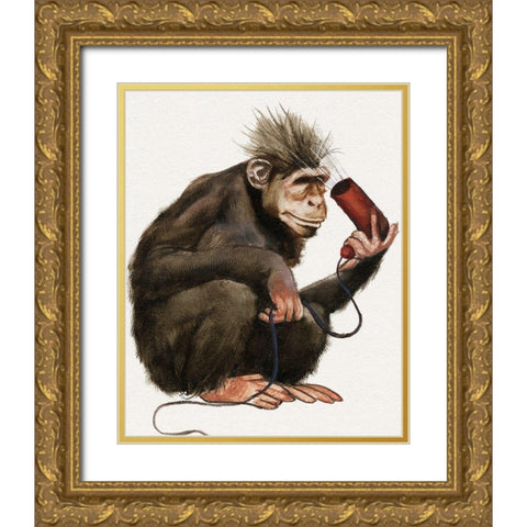 Bath Animals I Gold Ornate Wood Framed Art Print with Double Matting by Brooks, Donna