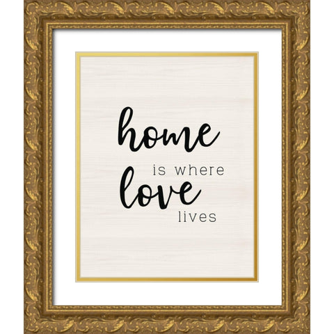Love Lives Gold Ornate Wood Framed Art Print with Double Matting by CAD Designs