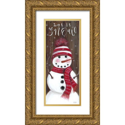 Let It Snow Gold Ornate Wood Framed Art Print with Double Matting by Dunlap, Marilyn