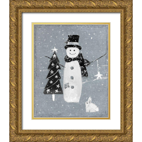 Galvanized Snowman I Gold Ornate Wood Framed Art Print with Double Matting by Swatland, Sally