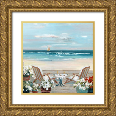 Beach Bistro Gold Ornate Wood Framed Art Print with Double Matting by Swatland, Sally