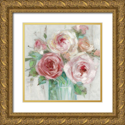 Cottage Bouquet Gold Ornate Wood Framed Art Print with Double Matting by Swatland, Sally