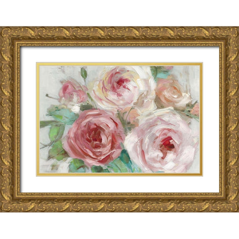 Cottage Blooms Gold Ornate Wood Framed Art Print with Double Matting by Swatland, Sally