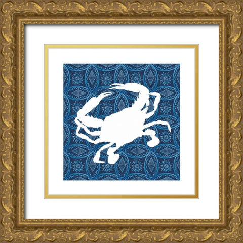 Sea Patterned Crab Gold Ornate Wood Framed Art Print with Double Matting by Robinson, Carol