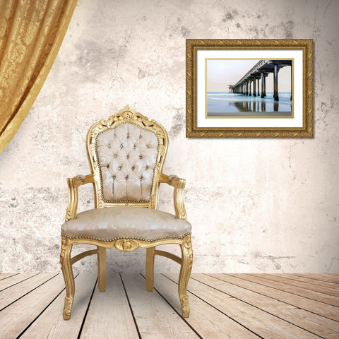Scripps Sunset Gold Ornate Wood Framed Art Print with Double Matting by Hawkins, Peter