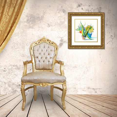 Succulent Trio I Gold Ornate Wood Framed Art Print with Double Matting by Troise Heidel, Theresa