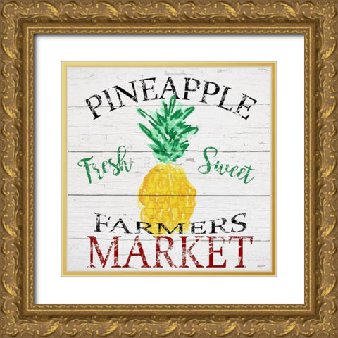 Farmers Market Pineapple Gold Ornate Wood Framed Art Print with Double Matting by Craven, Katrina