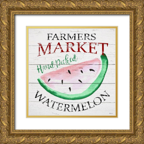 Farmers Market Watermelon Gold Ornate Wood Framed Art Print with Double Matting by Craven, Katrina