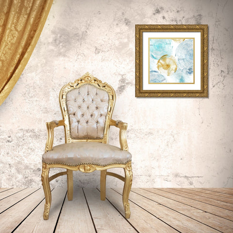 Circle Honey Blues I Gold Ornate Wood Framed Art Print with Double Matting by Craven, Katrina