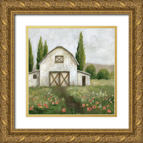 Country Barn I Gold Ornate Wood Framed Art Print with Double Matting by Nan