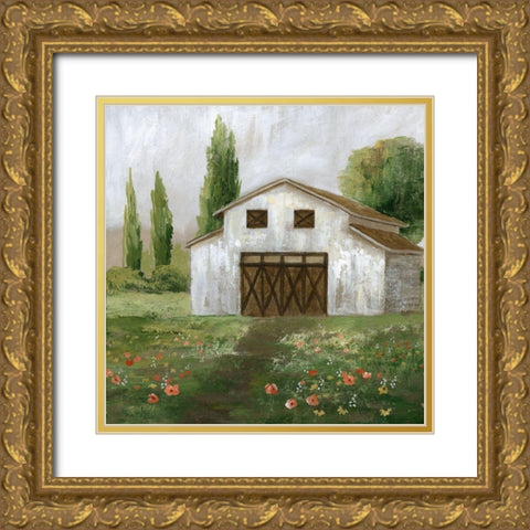 Country Barn II Gold Ornate Wood Framed Art Print with Double Matting by Nan