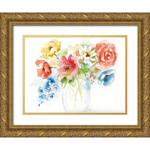 Spring Joy Gold Ornate Wood Framed Art Print with Double Matting by Nan