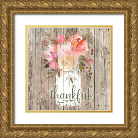 Thankful Bouquet Gold Ornate Wood Framed Art Print with Double Matting by Donovan, Kelly