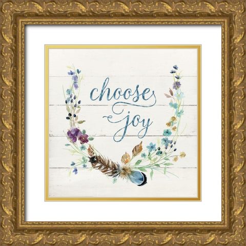 Choose Joy Gold Ornate Wood Framed Art Print with Double Matting by Robinson, Carol