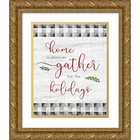 Home Holidays Gold Ornate Wood Framed Art Print with Double Matting by Carpentieri, Natalie