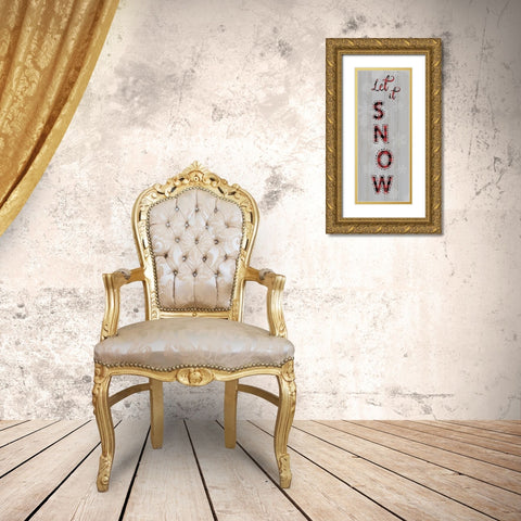 Let it Snow Gold Ornate Wood Framed Art Print with Double Matting by CAD Designs