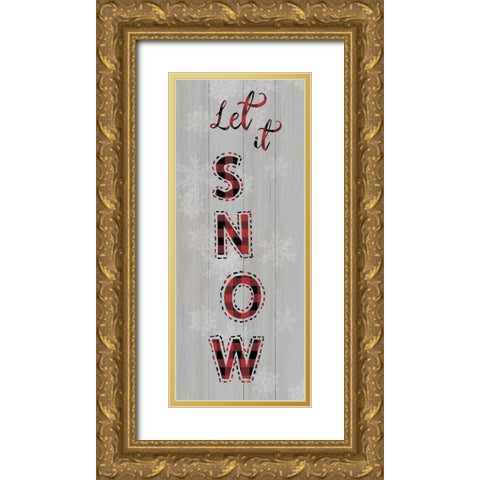 Let it Snow Gold Ornate Wood Framed Art Print with Double Matting by CAD Designs