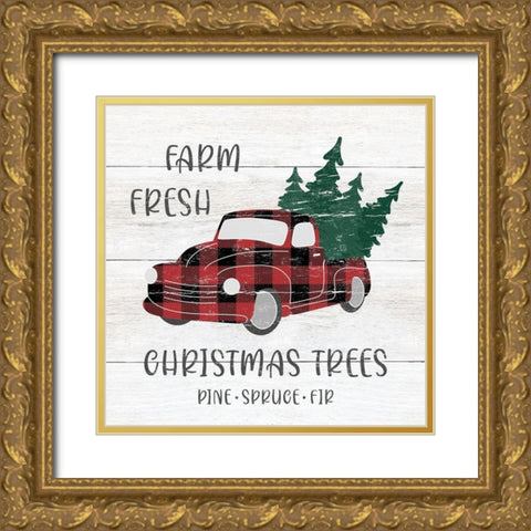 Farm Fresh Holidays Gold Ornate Wood Framed Art Print with Double Matting by CAD Designs