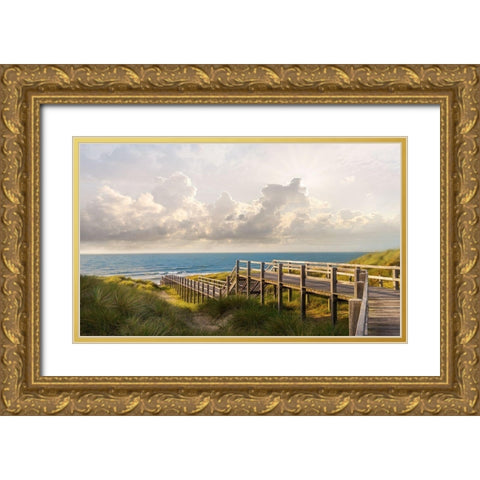 Meet me at the Beach Gold Ornate Wood Framed Art Print with Double Matting by Calascibetta, Mike