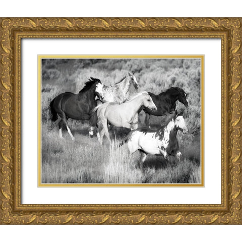 Prairie Run Gold Ornate Wood Framed Art Print with Double Matting by Jaynes, William D.